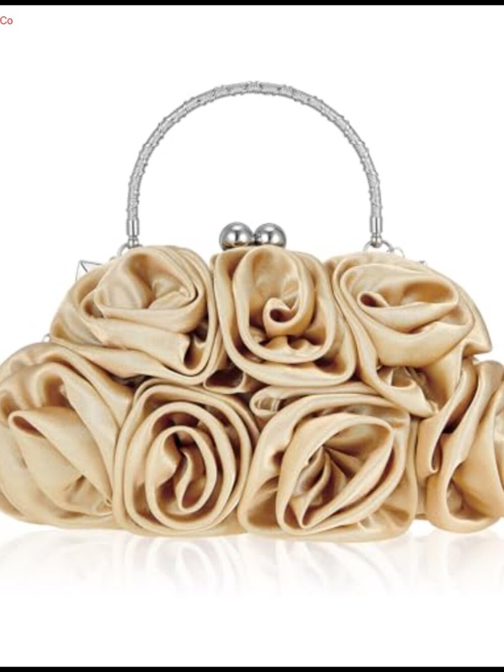Satin Floral Clutch Purse Evening Bag with Chain Strap